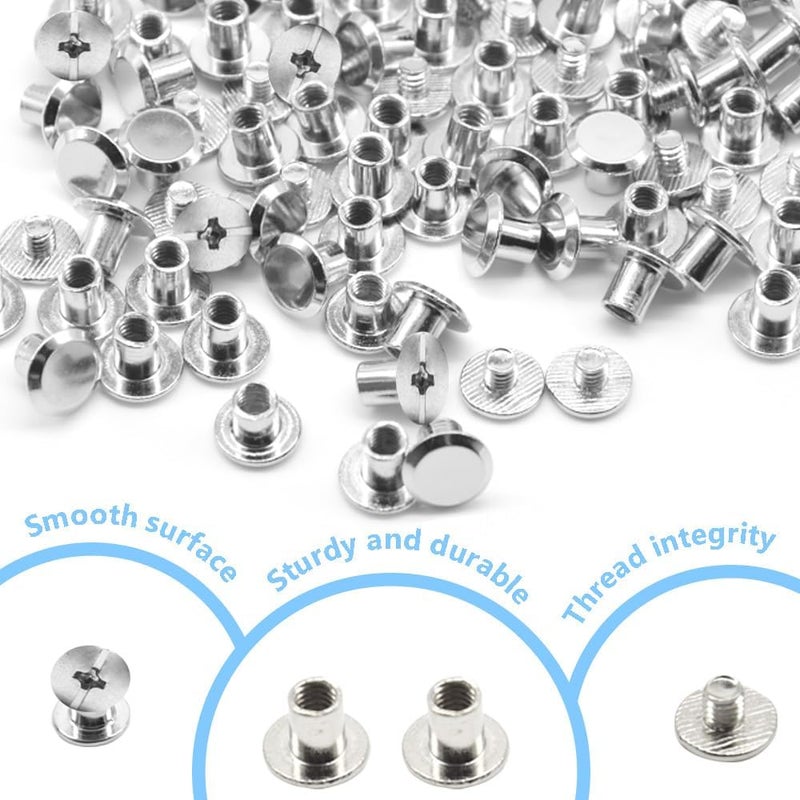 Ruidee 100Pcs/50Set Chicago Screws M5X6mm Book Binding Rivets Screw Posts Round Flat Head Stud Screw for DIY Leather Albums (DZBD/M5x6) - Image 3